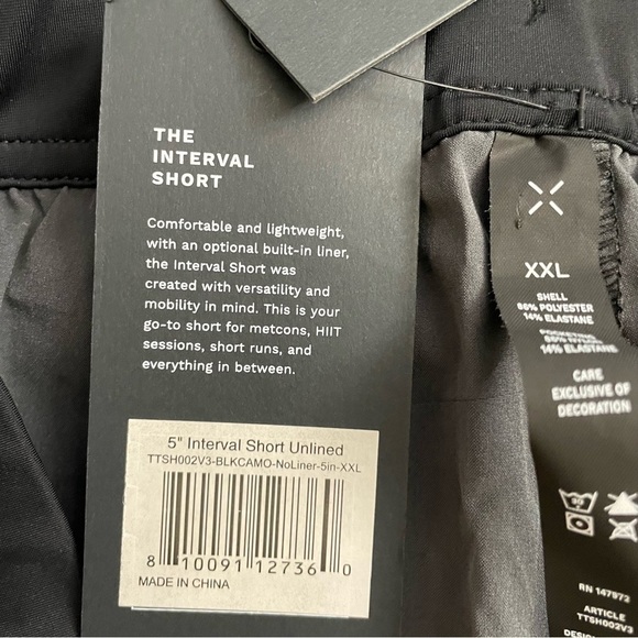 Ten Thousand Men’s 5” Interval Short Black Camo Size XXL New Unlined - Picture 8 of 9